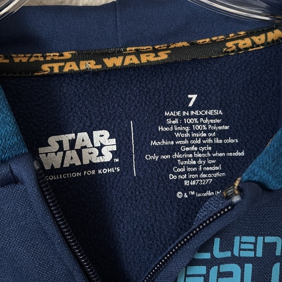 Star Wars Boys Zip Up Hoodie Sweatshirt, Blue, Size 7 - Picture 2 of 4